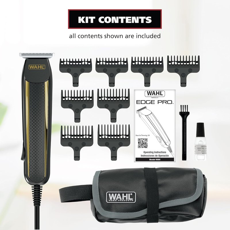 Wahl Edge Pro Bump Free Corded Beard Trimmer | Precision Grooming Kit for Beards & Mustaches - Model 9686-300