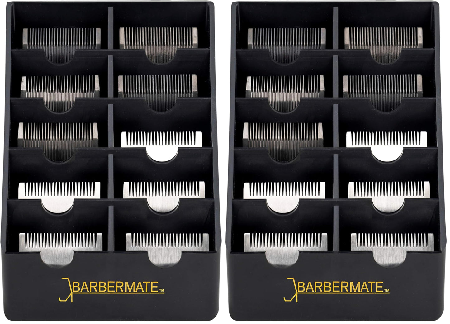 BarberMate Blade Rack Storage Tray - Holds 10 Clipper, Black (Pack of 2)