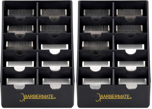 BarberMate Blade Rack Storage Tray - Holds 10 Clipper, Black (Pack of 2)