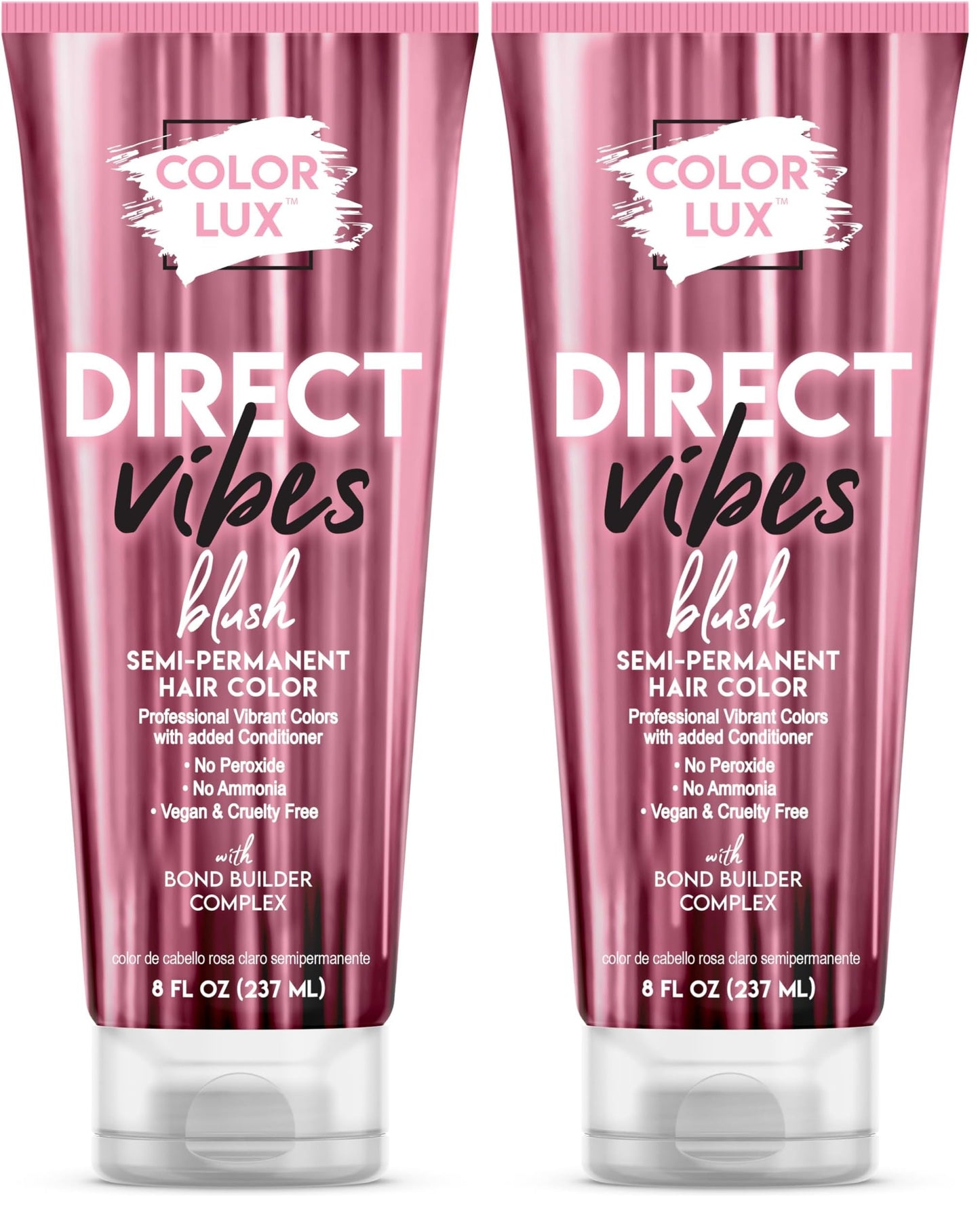 Color Lux Direct Vibes Semi-Permanent Hair Color, Blush, Vibrant & Long-Lasting Shade, Ammonia-Free, Vegan, Sulfate-Free, Paraben-Free, 8 fl oz (Pack of 2)