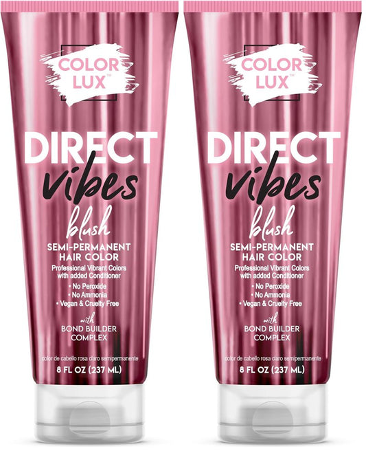 Color Lux Direct Vibes Semi-Permanent Hair Color, Blush, Vibrant & Long-Lasting Shade, Ammonia-Free, Vegan, Sulfate-Free, Paraben-Free, 8 fl oz (Pack of 2)