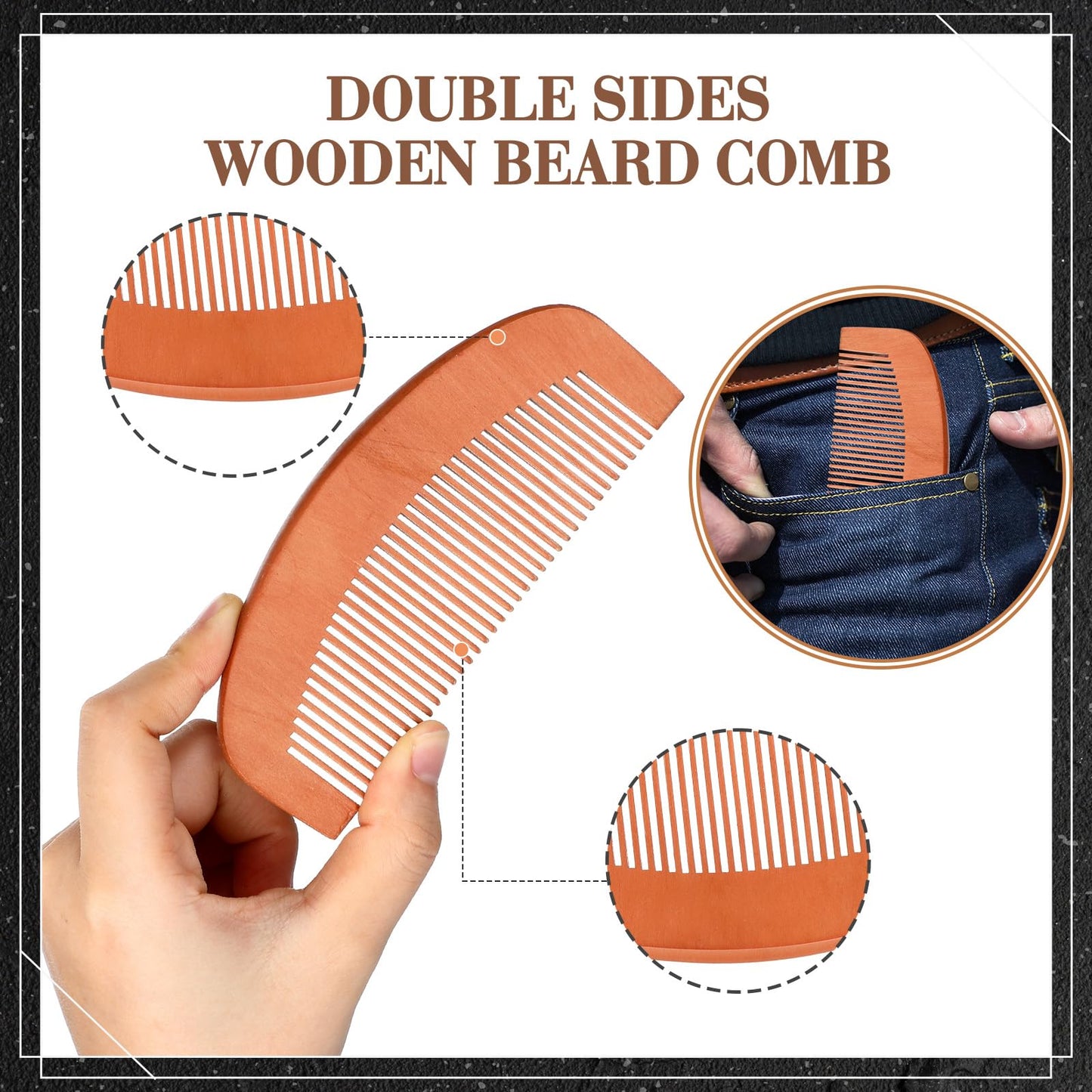 Maitys 10 Sets Beard Brush and Comb Set Bulk Boar Bristle Beard Brush Comb Scissors Kit Gifts for Men Father Colleague Employee Appreciation(Oval)