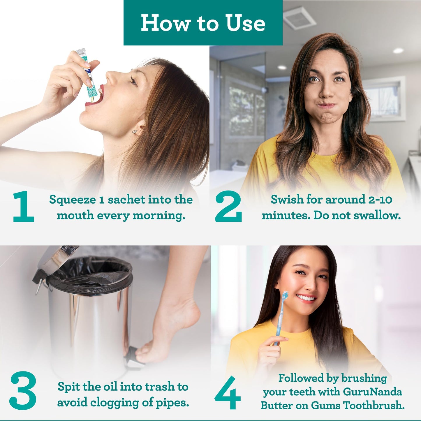 GuruNanda Travel-Ready Oral Care Bundle – 70ct Disposable Pre-Pasted Toothbrushes & 7 Coconut Oil Pulling Sachets for Fresh Breath & Clean Smiles on the Go