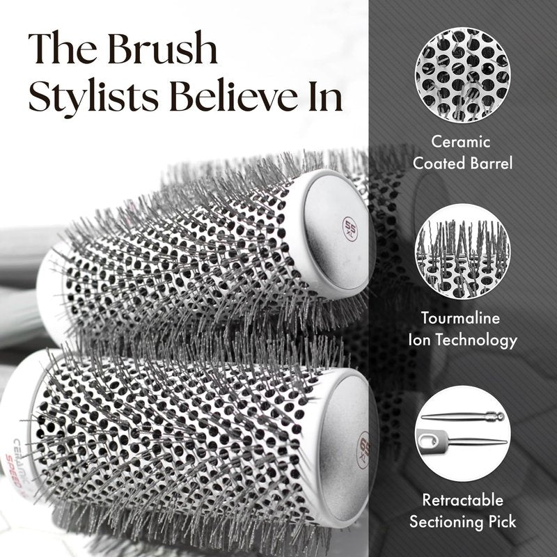Olivia Garden Ceramic + Ion Speed XL - Extra-Long Round Thermal Hair Brush - Not Electrical - Professional Blowout Brush for Normal to Thick Hair - 2 1/8"- Diameter Barrel - CIXL-55