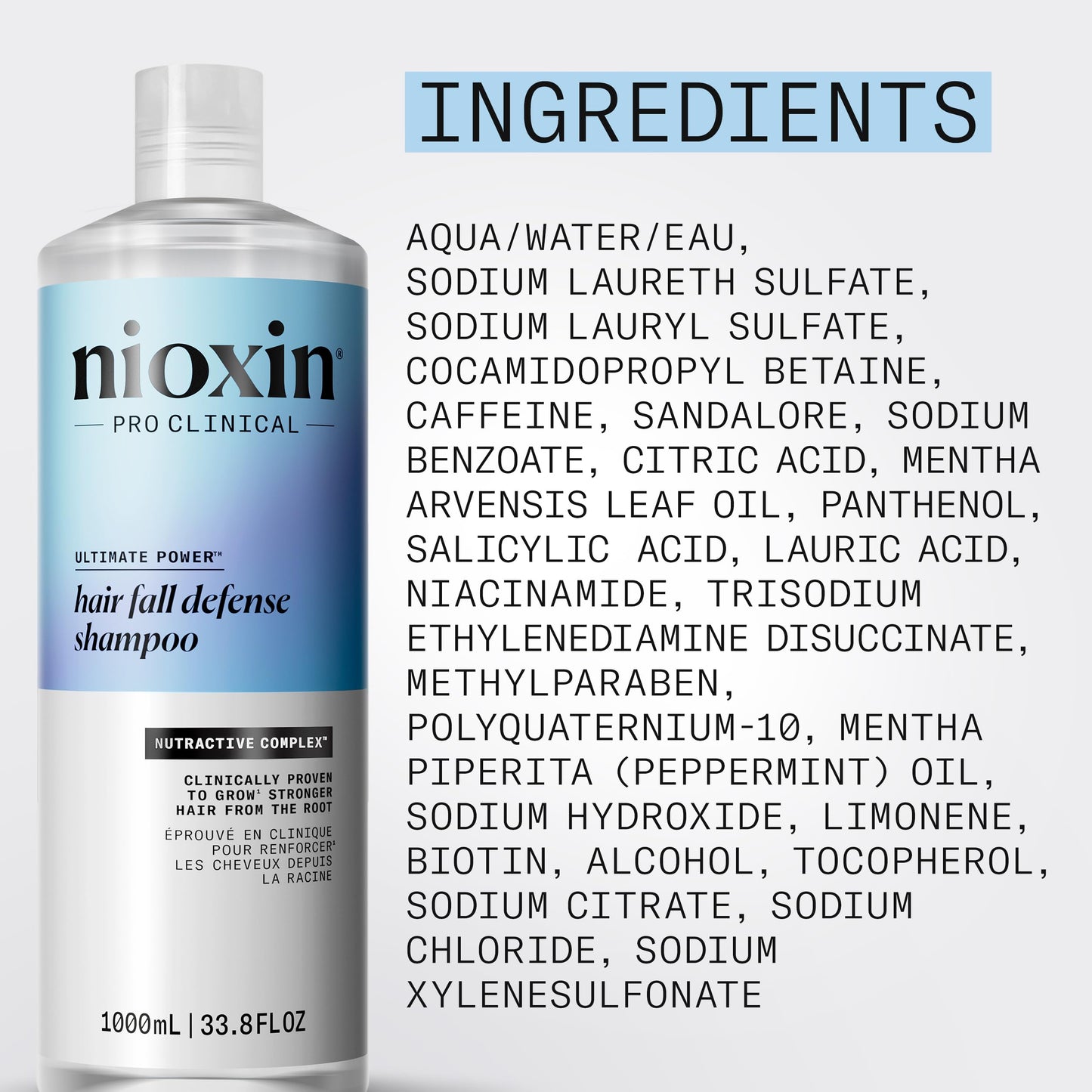 Nioxin Hair Fall Defense Liter Shampoo & Intensive Daily Leave-In Hair Treatment Duo Set | Prepack with Pump Included | Visibly Less Hair Loss | For Thicker and Stronger Hair