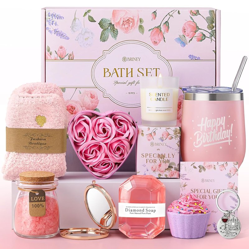 Pink Rose Spa Care Package - Luxury Birthday Gift Basket for Women | Ideal for Mom, Wife, Sister, Friends