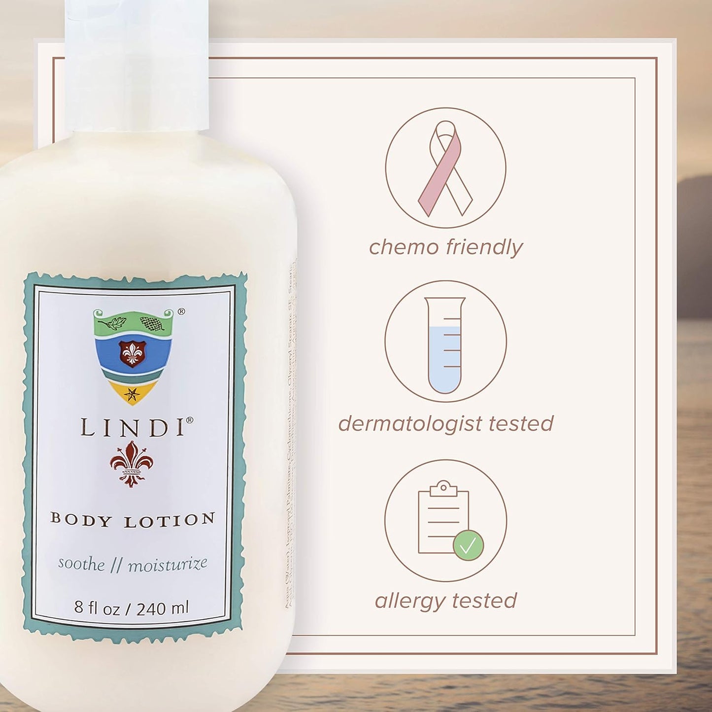 Lindi Skin Body Lotion - Hypoallergenic Moisturizer for Sensitive Skin | Antioxidant-Rich, 8 fl oz