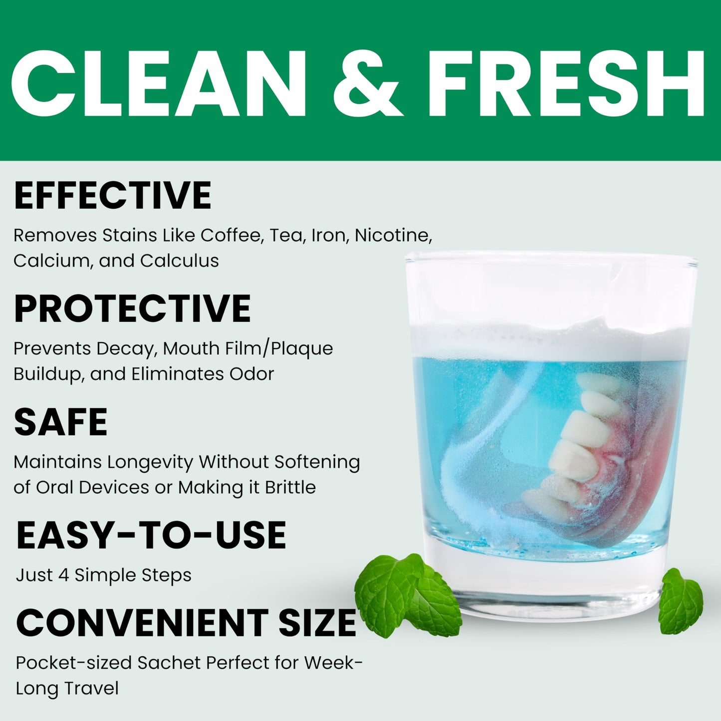 Pro Tech Retainer Cleaner - 180-220 Cleanings (0.17 Per Cleaning) 22 Pack/6 Month Supply - For Clear Aligners, Dentures, Retainers, Mouth Guards & Night Guards - Cleaning Crystals, Mint