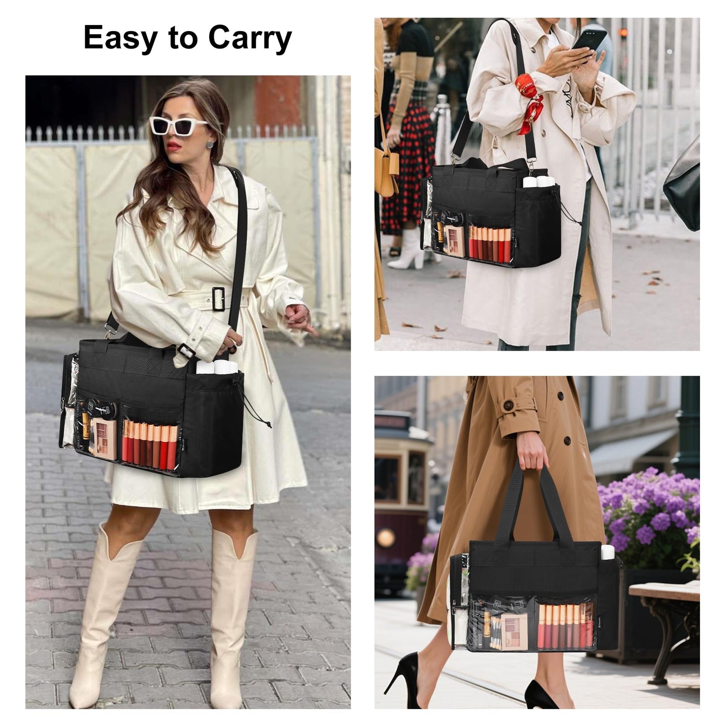 TANTO Extra Large Makeup Bag, Makeup Artist Kit Bag with Divider Professional Cosmetic Bag Organizer Hair Stylist Organizer Bag Mobile Pro Makeup Storage Case Duffle Tote Bag for Makeup Beauty Lover