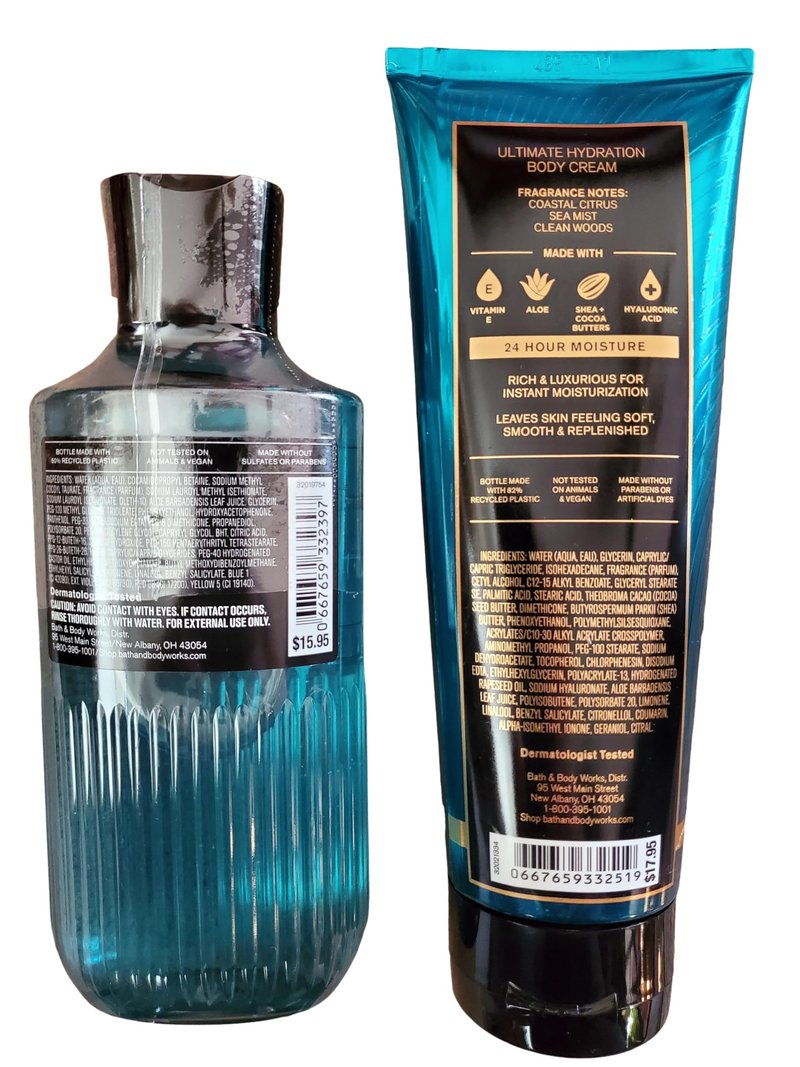 Bath & Body Works Men's Atlantic Ultimate Hydration Body Cream and Body Gel Wash 2 Piece Set
