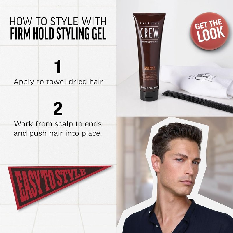 American Crew Hair Styling Gel - Firm Hold, Non-Flaking Formula | 33.8 Fl Oz