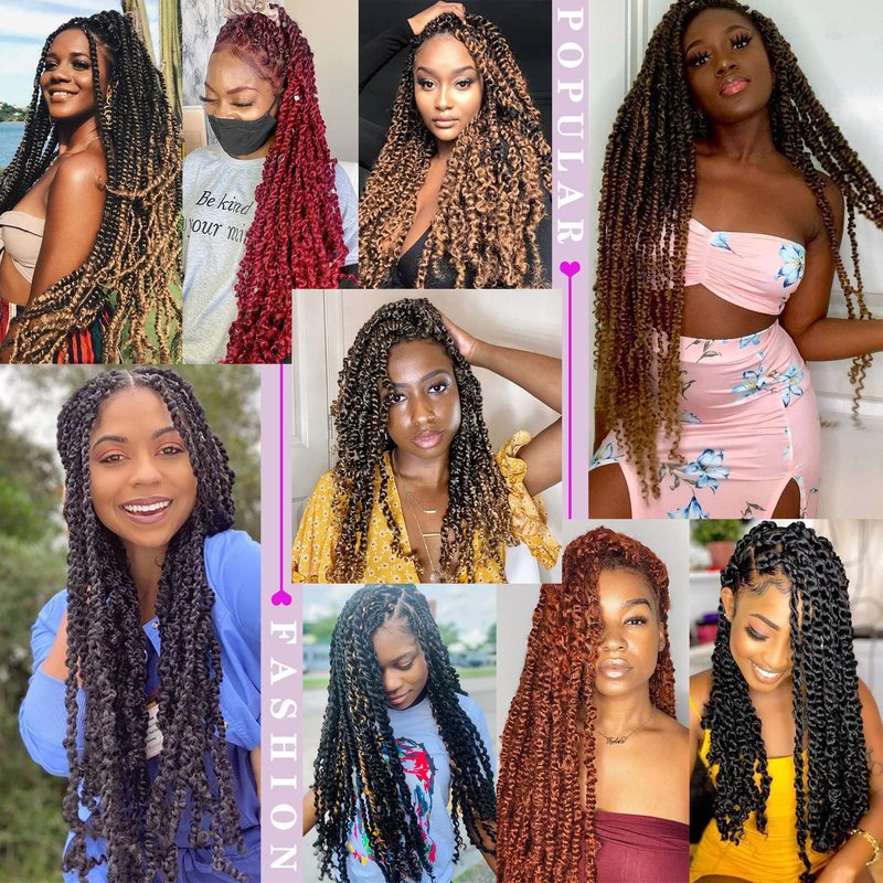 Dorsanee Ombre Chocolate Brown Passion Twist Hair 18 Inch 7 Packs Water Wave Crochet Curly Braiding Braids Hair for Women (T33#)
