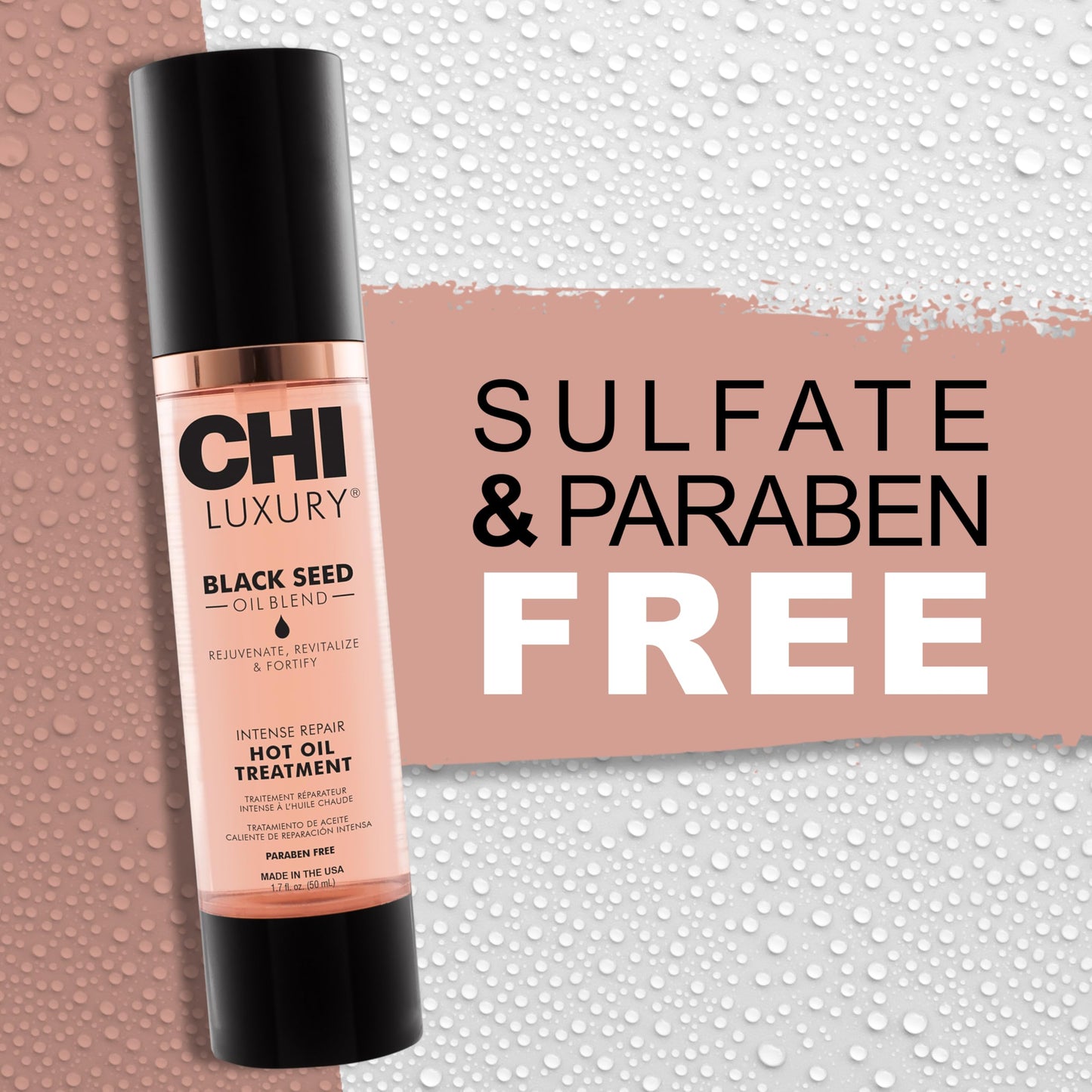 CHI Luxury Black Seed Oil Intense Repair Hot Oil Treatment, Moisturizes & Strengthens Dry & Damaged Hair, Sulfate, Paraben & Gluten-Free, 1.7 Oz