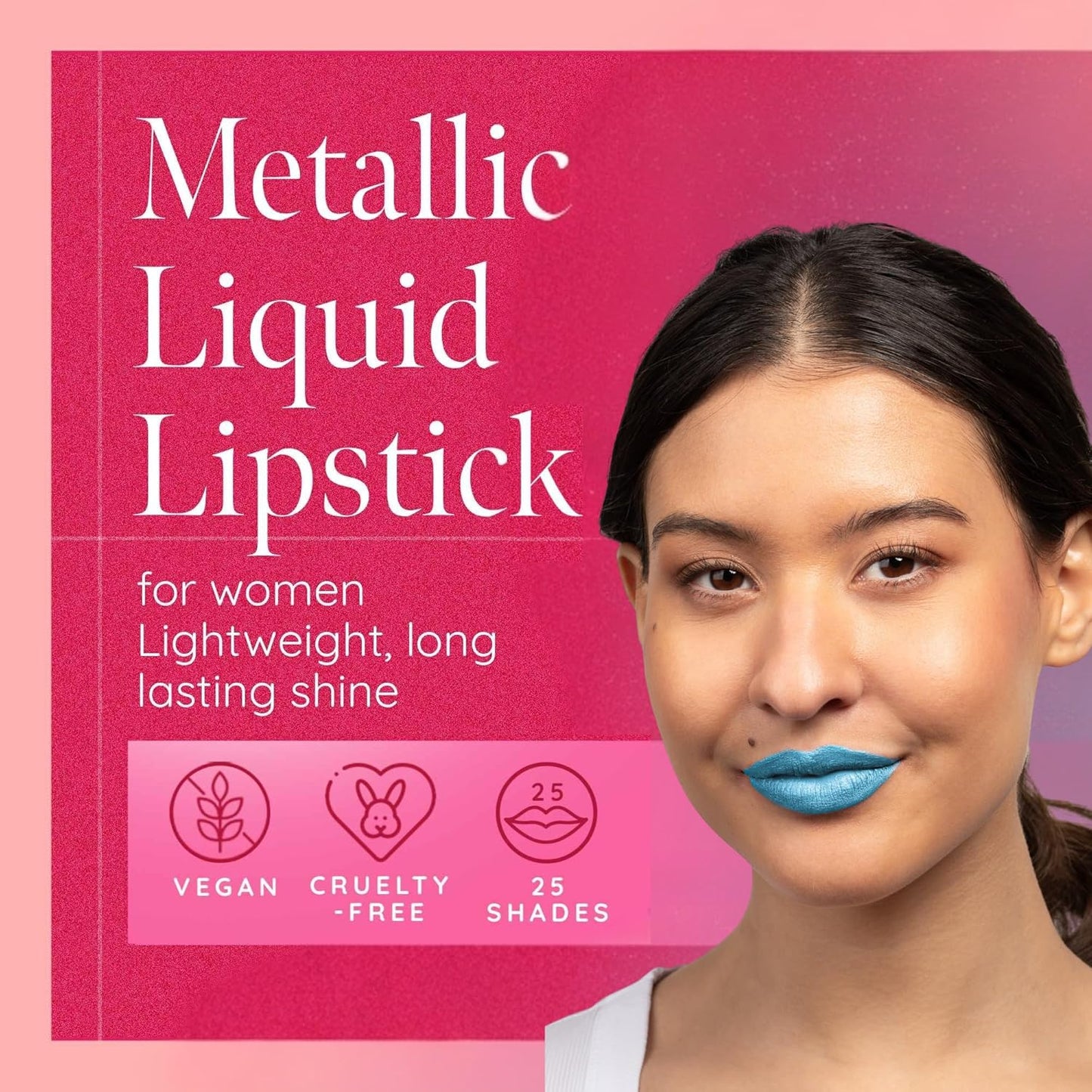 Aromi Metallic Liquid Lipstick - Bright Blue Smudge-Proof Color | Vegan, Long Wear, Shimmery Finish