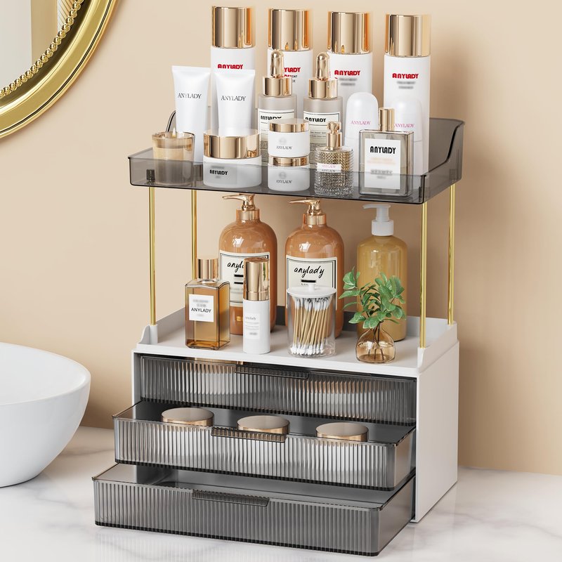 Anylady Bathroom Organizers and Storage, Makeup Organizer (Sturdy Durable Attractive), Ideal for Vanity, Countertop, Counter, Perfume, Skincare, Cabinet, Cosmetic, Dresser Organizer (white)