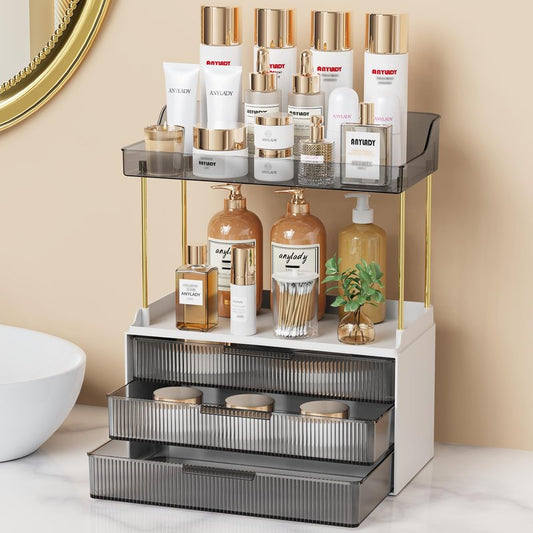 Anylady Bathroom Organizers and Storage, Makeup Organizer (Sturdy Durable Attractive), Ideal for Vanity, Countertop, Counter, Perfume, Skincare, Cabinet, Cosmetic, Dresser Organizer (white)