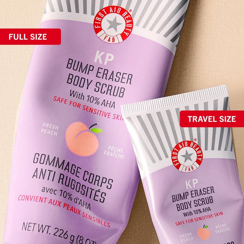 First Aid Beauty KP Bump Eraser Body Scrub - 10% AHA Exfoliator for Keratosis Pilaris | 8 oz Peach Scent