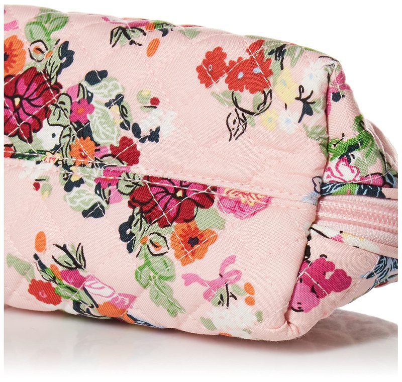 Vera Bradley Women's Cotton Clamshell Cosmetic Makeup Organizer Bag, Hope Blooms Pink - Recycled Cotton, One Size