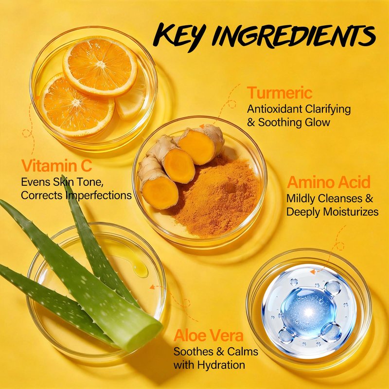 Exfoliating Face Scrub with Turmeric and Vitamin C Face Exfoliator Scrub Powder for Exfoliation Dullness Acne Blackheads Oiliness Exfoliating Face Wash for Women Clean Moisturizes Soothes Amino Acid