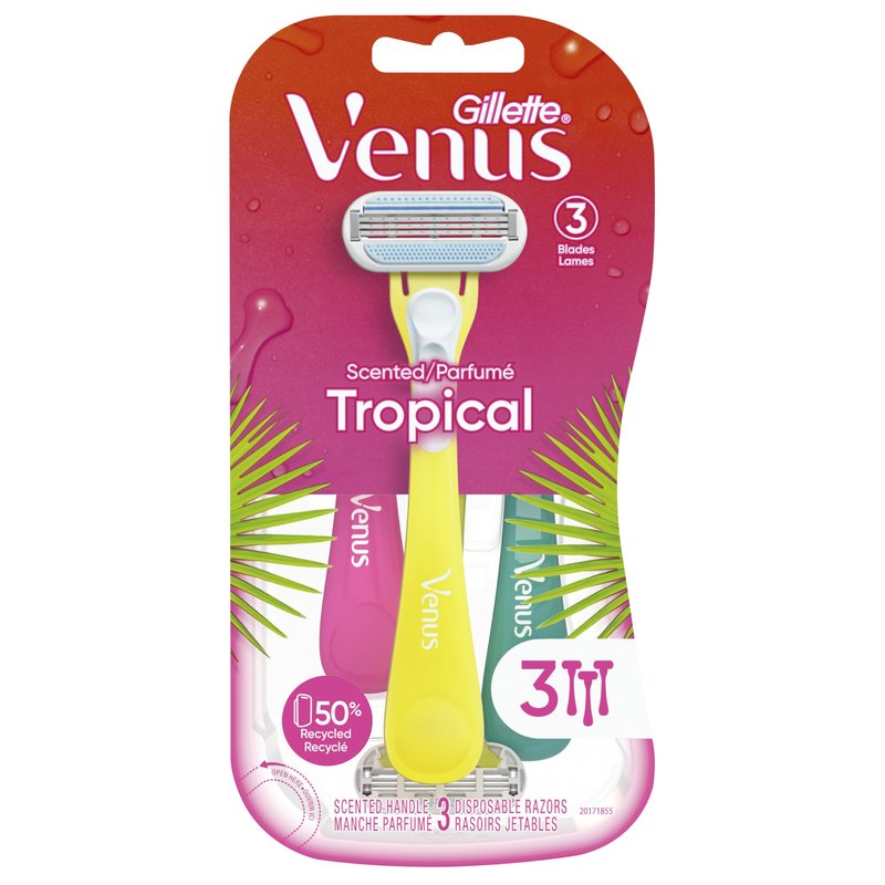 Gillette Venus Tropical Women's Disposable Razor, 3 Count (Pack of 4)