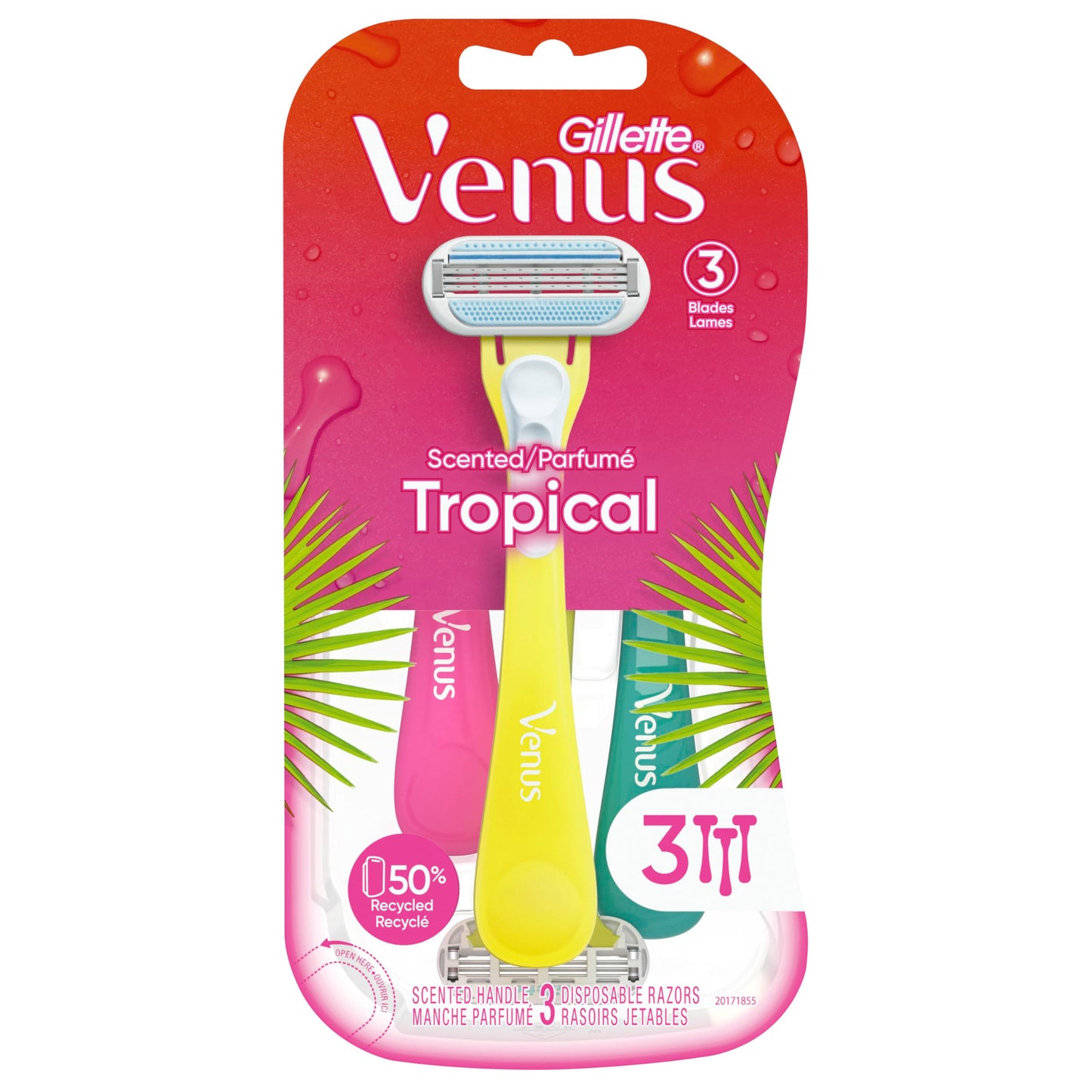 Gillette Venus Tropical Women's Disposable Razor, 3 Count (Pack of 4)
