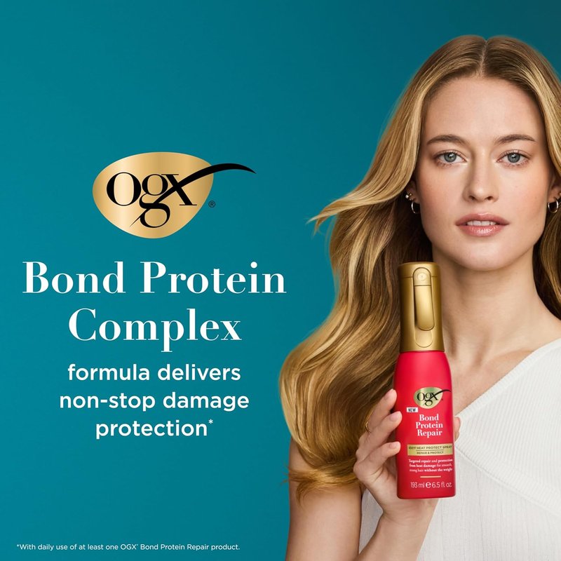 OGX Heat Protect Spray - Repair & Protect Bond Protein Mist for All Hair Types | 6.5 fl. oz