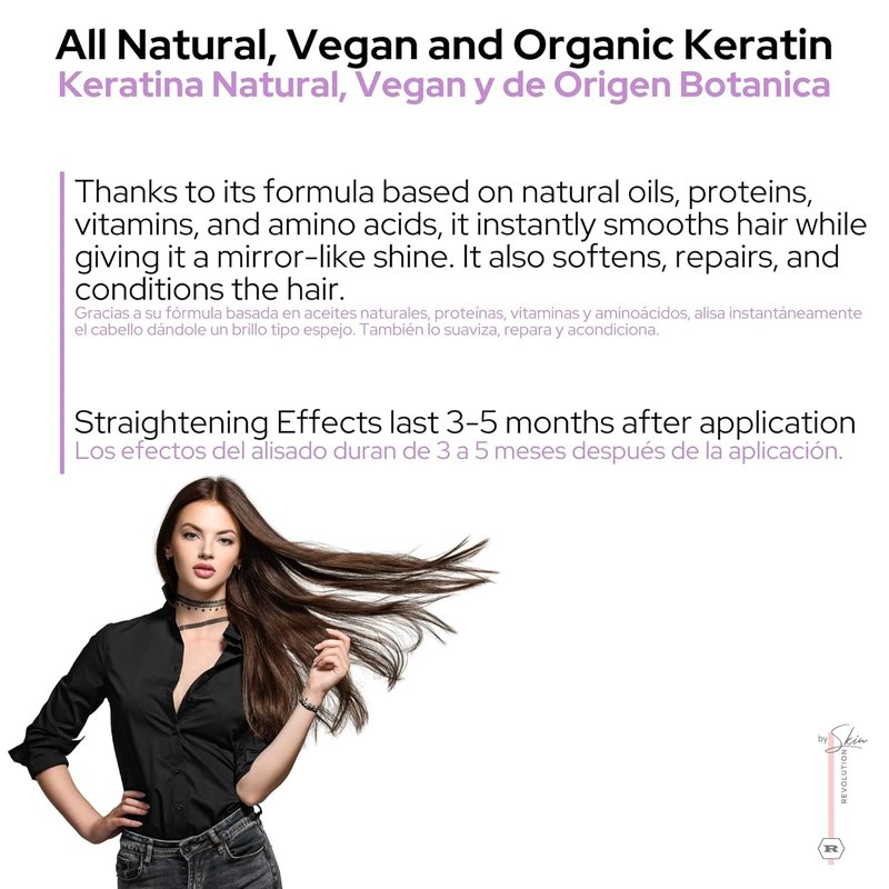 Organic Keratin Hair Treatment - Straighten, Repair & Relax Hair | All-Natural Vegan Formula | 250ml/8.45 Fl Oz