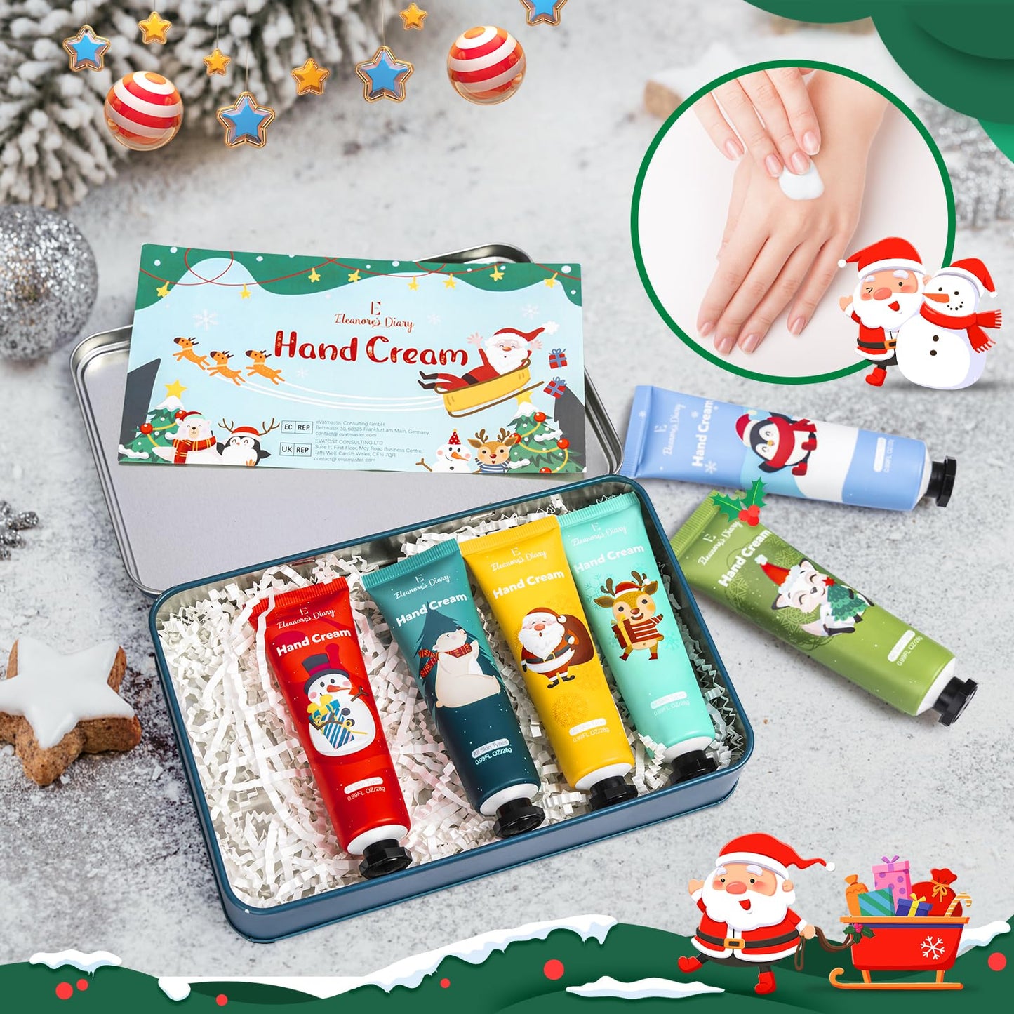 E Eleanore's Diary Hand Cream Gifts Set, 6Pcs Mini Hand Lotion Travel Size, Christmas Stocking Stuffers Gifts for Women, Moisturizing Shea Butter Hand Cream for Dry Cracked Hand, Calendar Advent Gifts