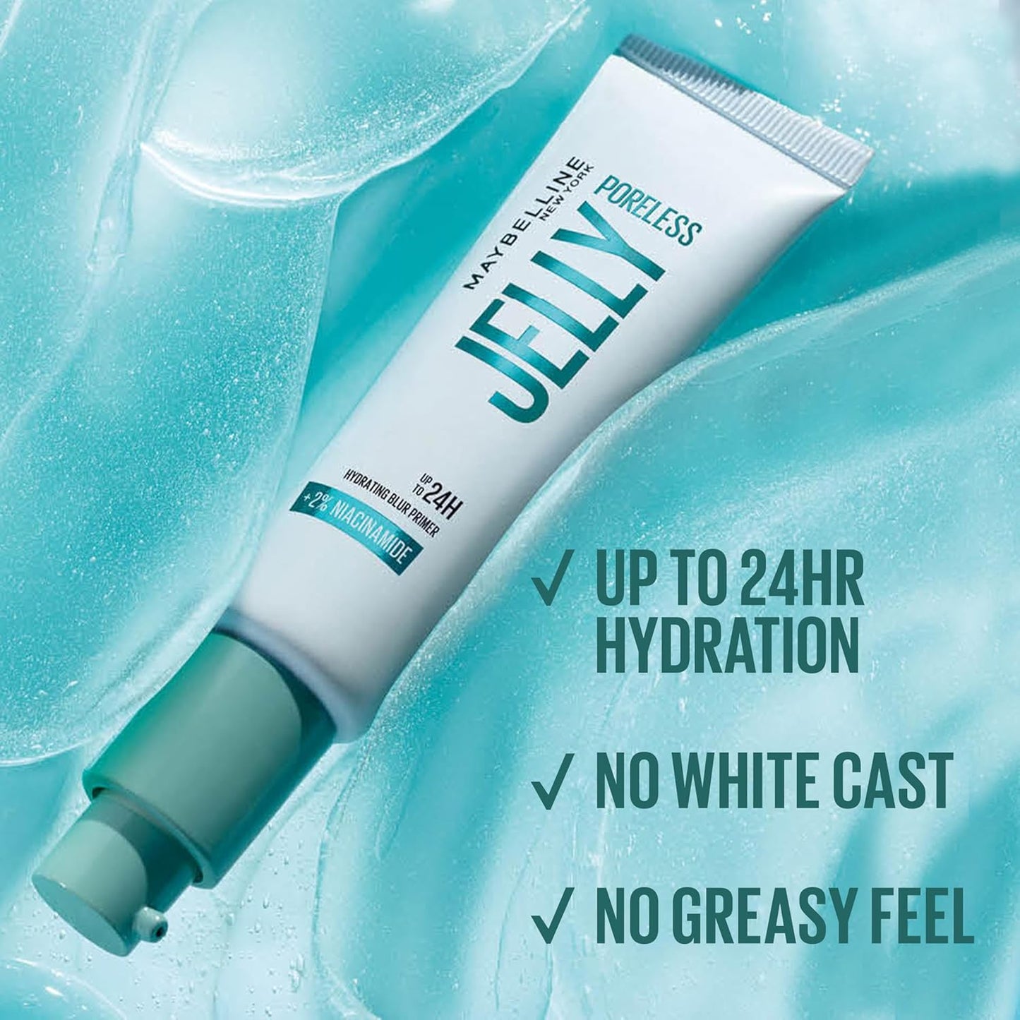 Maybelline Poreless Jelly Primer - Hydrating Blurring Makeup Primer with 2% Niacinamide | Clear, 1 Count