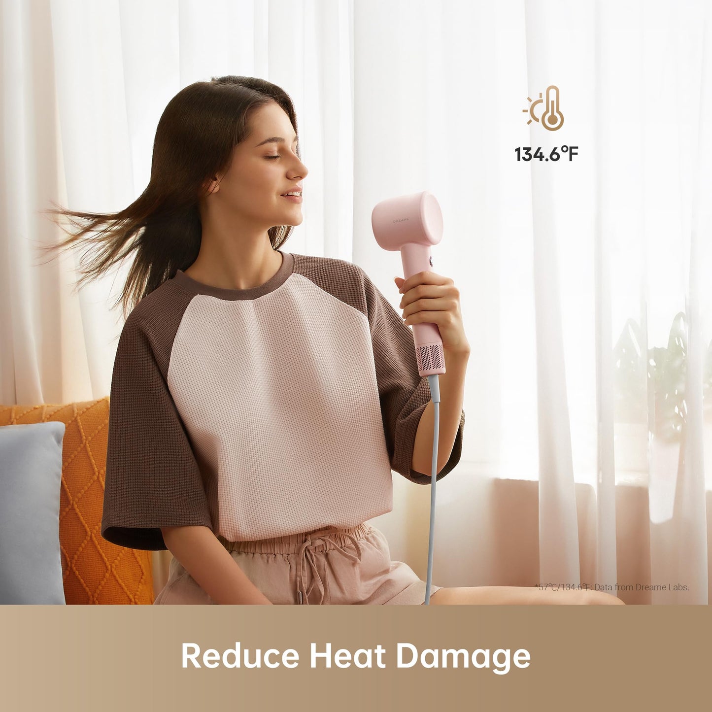 Dreame Gleam Hair Dryer for Women – Powerful Fast Drying, Lightweight, 200M Negative Ions for Frizz-Free Shine, Low Noise, Intelligent Temperature Control, 4 Temp Settings, Compact & Ergonomic Design