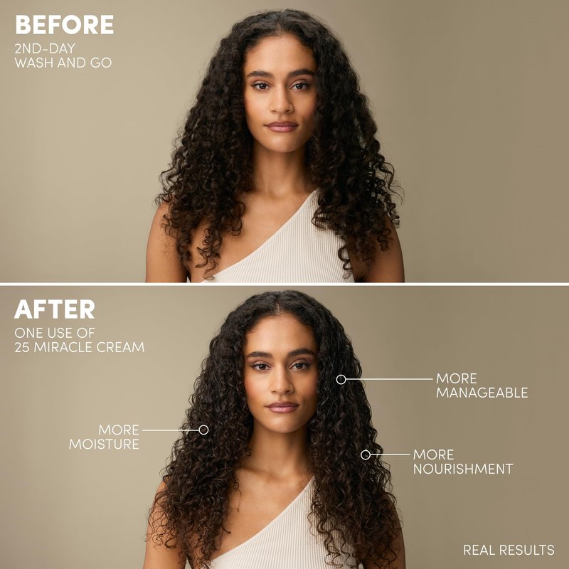 Mizani 25 Miracle Leave-In Curl Cream - Anti-Frizz Heat Protectant, Adds Lightweight Moisture & Softness, With Coconut Oil, For Curly Hair
