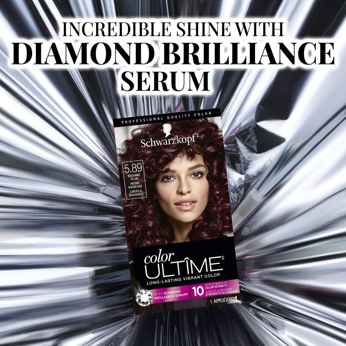 Schwarzkopf Color Ultime 5.89 Radiant Plum Hair Dye, Permanent Intense Plum with Diamond Brilliance, Fade-Resistant, Covers Grays, All Hair Textures