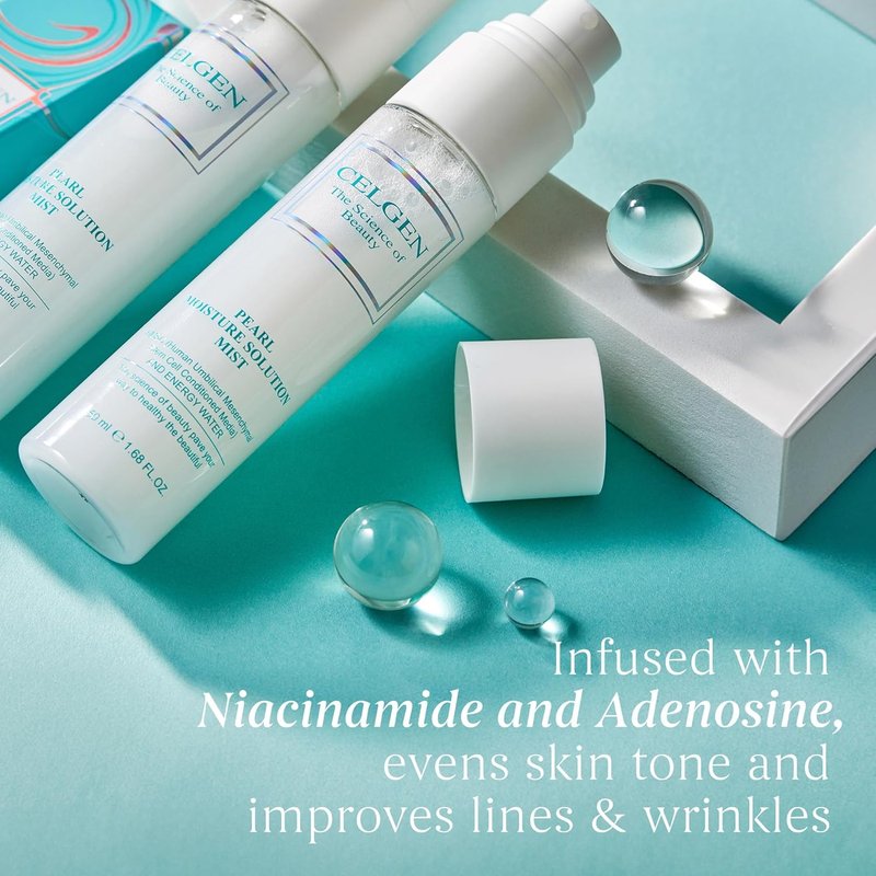 Pearl Moisture Solution Mist - 3-in-1 Setting Spray with Niacinamide & Pearl Extract | Travel Size Facial Toner (1.68 fl oz)