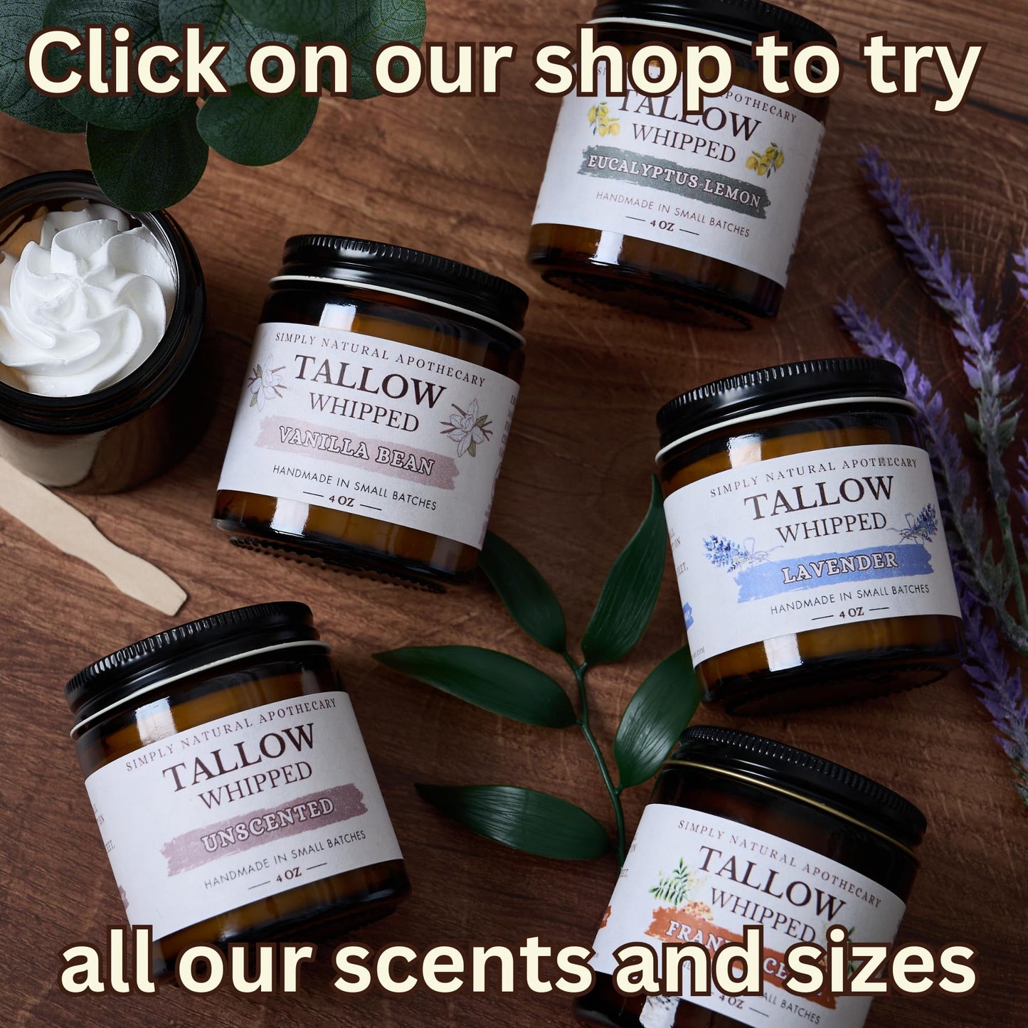 Beef Tallow for Skin Care, Face, Hands - Natural Moisturizer - Whipped - Organic Grass-Fed Beef Fat - Vitamins A, D, E, K - Dry Skin, Baby Diaper Cream - Hydrating - Handmade - Unscented - 2 oz Jar