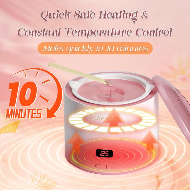 Hair Removal Waxing Kit - Digital Display Wax Warmer for Face, Eyebrow, Bikini & Body | 200g Hard Wax Beads & Silicone Bowl