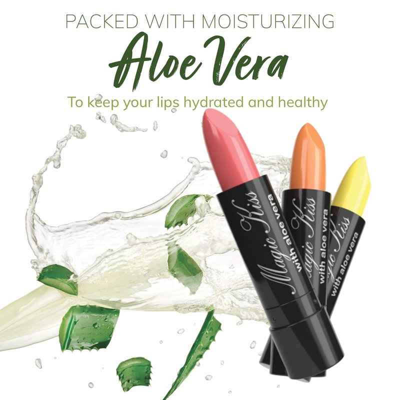 Color Changing Aloe Vera Lipstick Set - Pack of 12 | Made in USA - Vibrant Shades