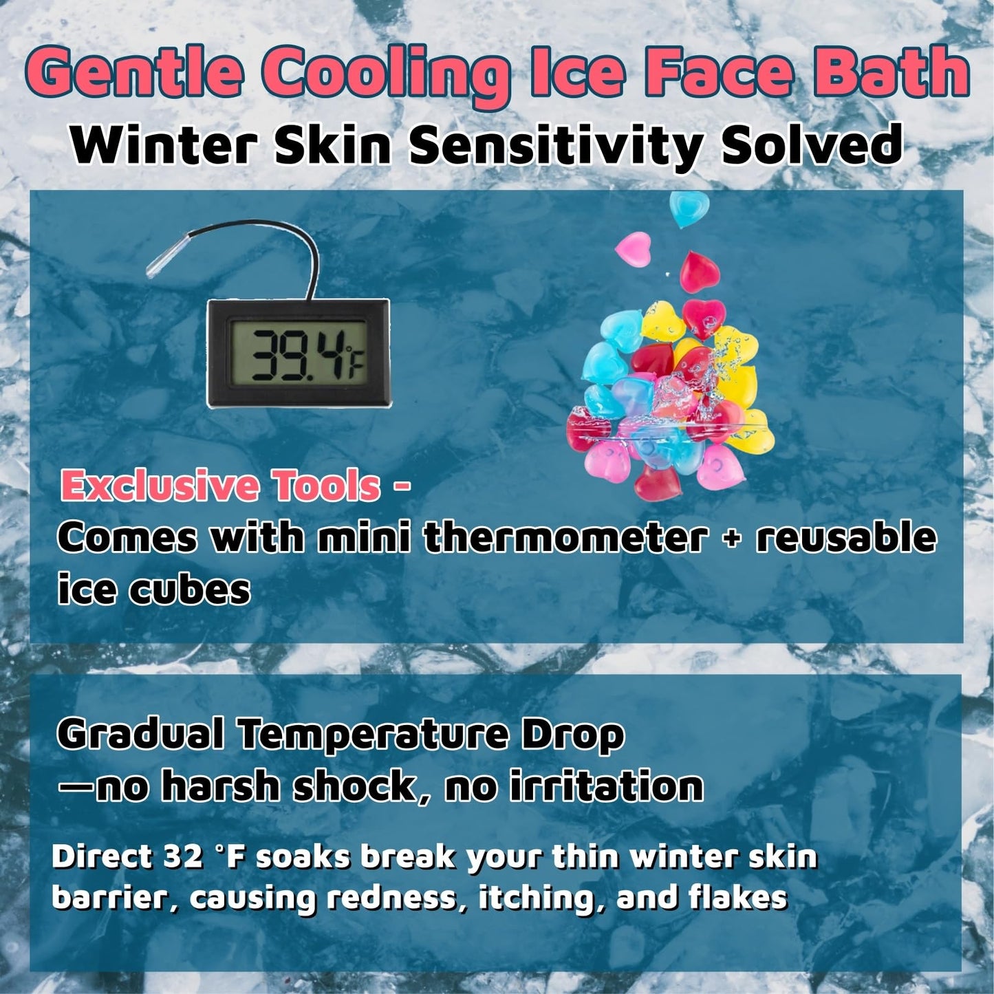 Face Bowl for Ice Bath, Cold Face Plunge Bowl Kit, Foldable Bowl for Face Ice Bath with Reusable Cubes, Portable Cold Plunge Face Bowl, Ice Bowl for Face Cold Plunge Chiller (Blue)