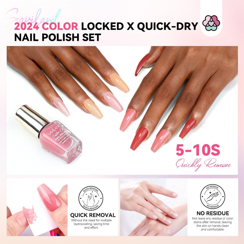 SAVILAND Nail Polish Set: 20 Colors Quick-Dry Fingernail Polish Gray Pink Blue Burgendy Gliiter Regular Nail Lacquer with Base Matte Glossy Top Coats for Home Salon Gift for Christmas