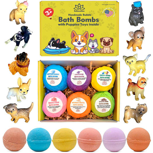 Bath Bombs for Kids Set with Toys Surprise Inside for Kids (Little Puppies)