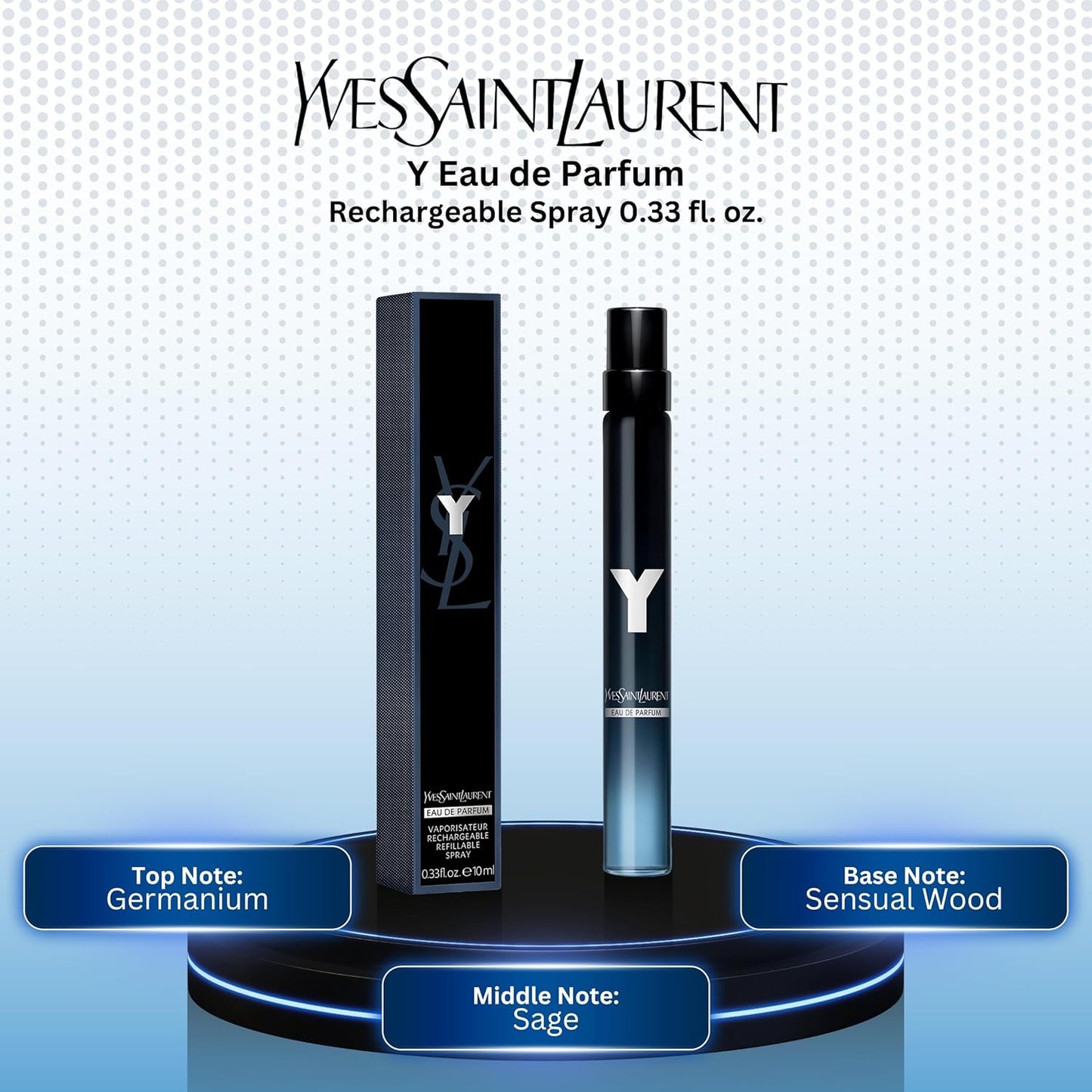 Yves Saint Laurent Y Eau de Parfum Travel Spray - 0.33 oz Refillable Fragrance for Men