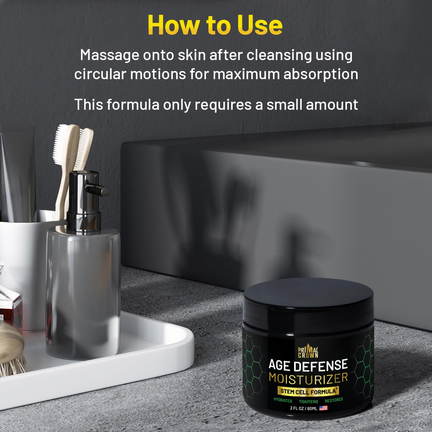 Primal Crown Wrinkle Cream for Men Face Moisturizer Agave Stem Cells 2oz
