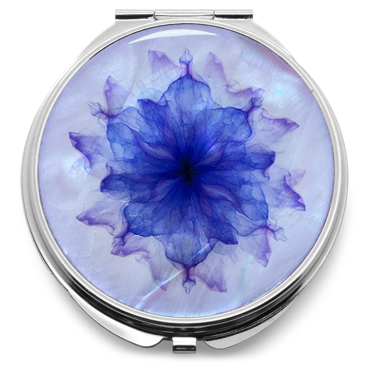 MADDesign Mother of Pearl Compact Makeup Travel Mirror (Flower Petals Purple)