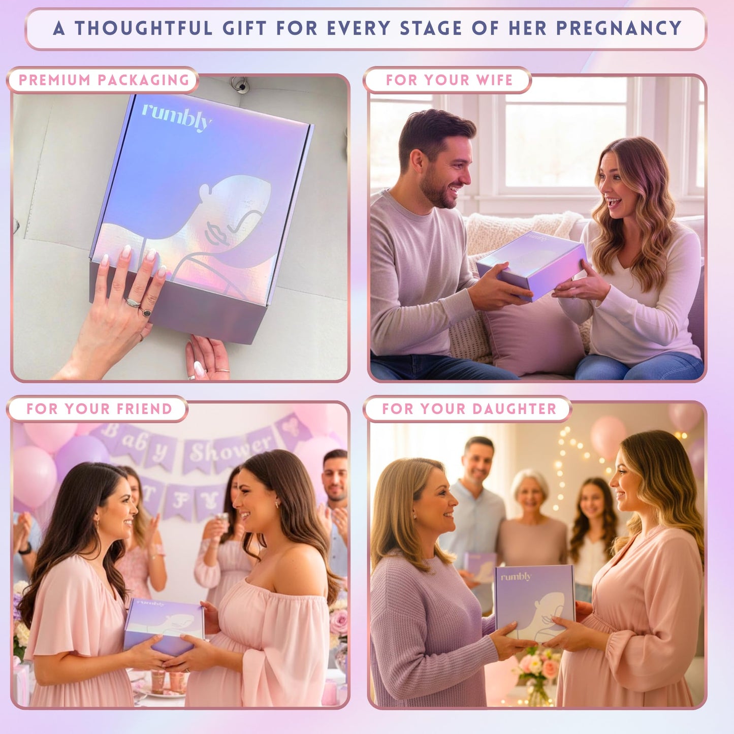 Rumbly 3rd Trimester Mom-to-Be Essentials Box - Gift for Expecting Moms - Care Package with Essential New Mommy Items & Pregnancy Must-Haves T3