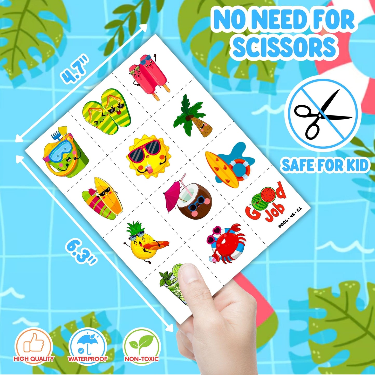 Cherisnowy 72PCS Pool Beach Summer Party Favors, Tattoos & Slap Bracelets