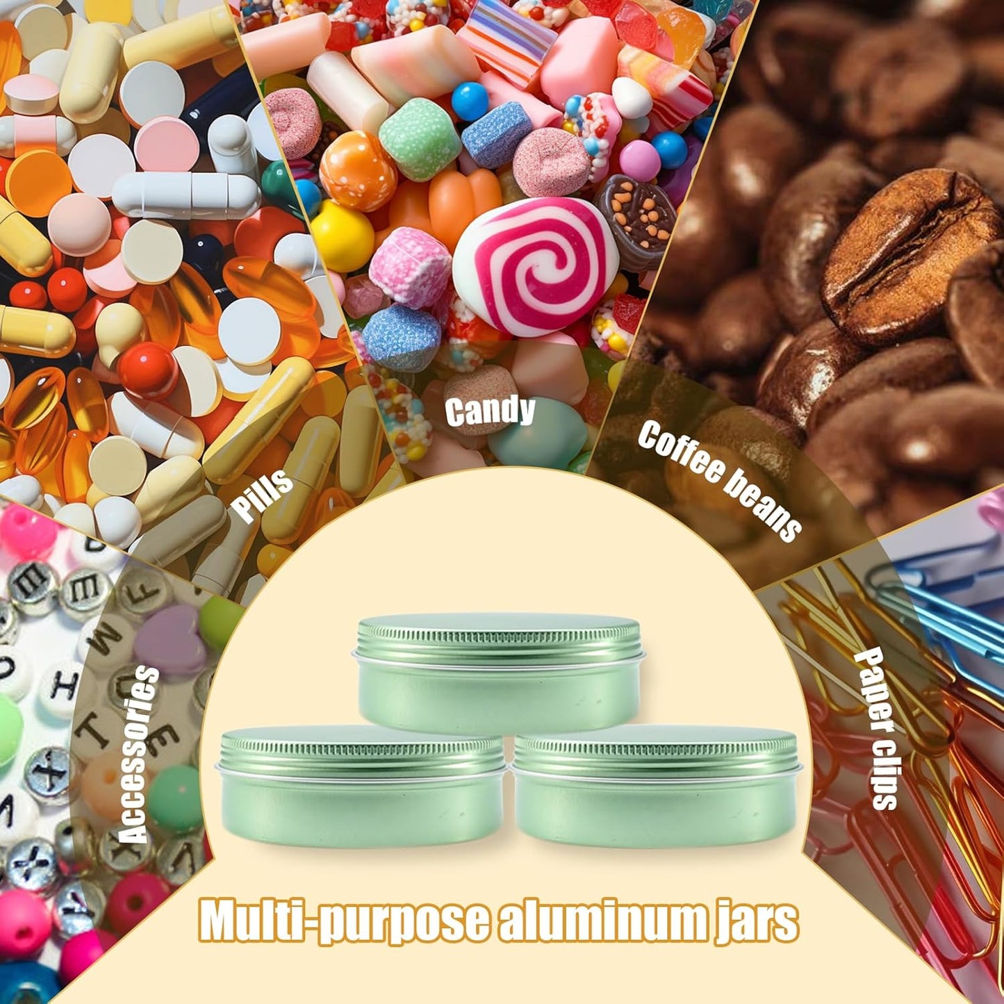 Aluminum Tins - 4oz Round Containers with Lids for Salves, Spices & Lotion Bars | 24 Pack - Pale Green