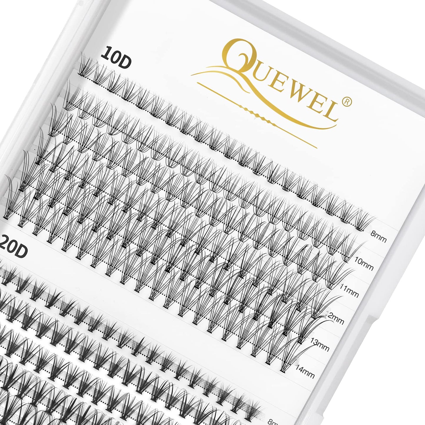 QUEWEL DIY Lash Extension Kit 240 Pcs Lash-Clusters-Kit, Eyelash Clusters Applicator Tool, Super Hold Cluster Lashes Bond and Seal, Clusters Eyelash Glue Remover Easy to Use at Home(10D+20D)