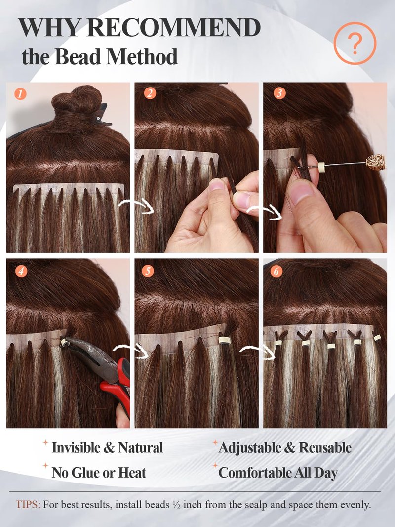 Remy Human Hair Extension Micro Ring PU Hair Extensions Invisible Beaded Weft Hair Extensions Human Hair Tape in Weft in Hair Extension Human Hair for Women Natural Black (30g 4Pcs,14 Inch)