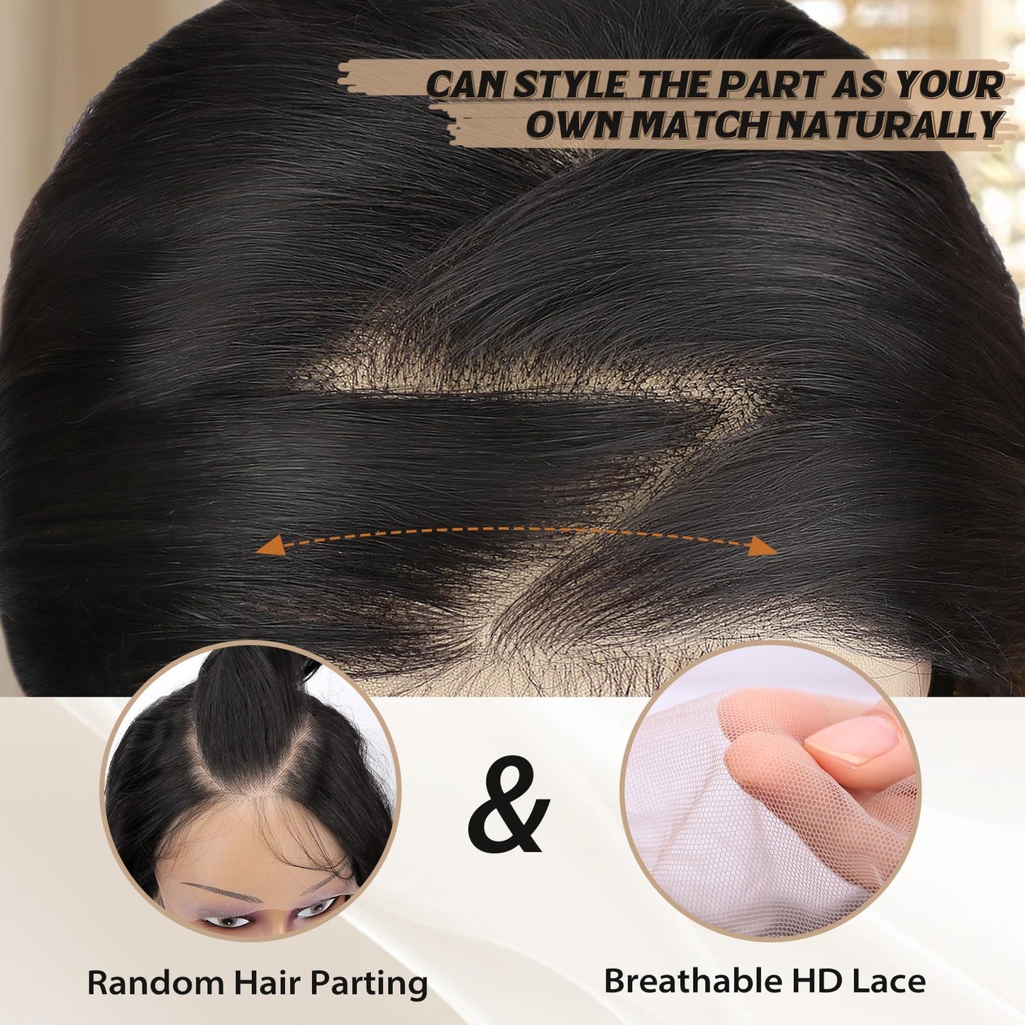 SUKRI Black Synthetic Lace Front Wig 13×4 HD Lace Wave Wig 26 Inch Long Wavy Wigs with Baby Hair Synthetic Lace Front Wig for Women Daily Party Use