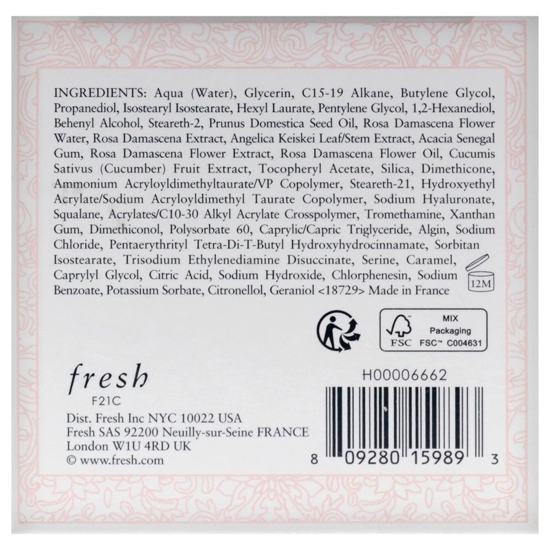 Rose Deep Hydration Face Cream by Fresh for Women - 3.3 oz Cream