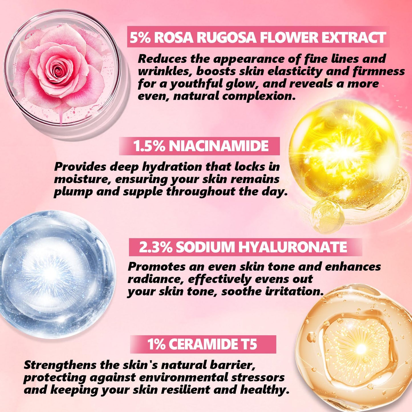 DEBAIY Rose 2.3% Hyaluronic Acid Facial Serum - Nourish Skin, 120ml/4.06fl.oz
